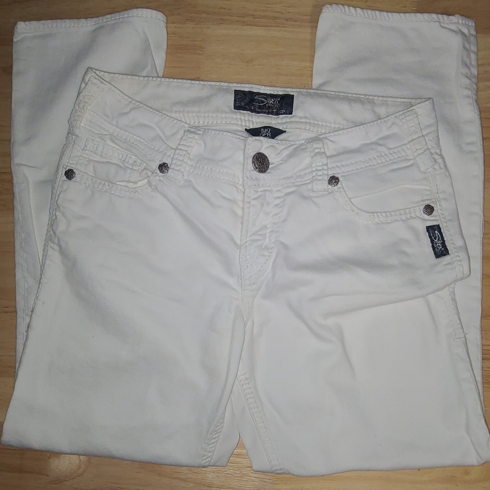 Silver White Suki Capri Jean